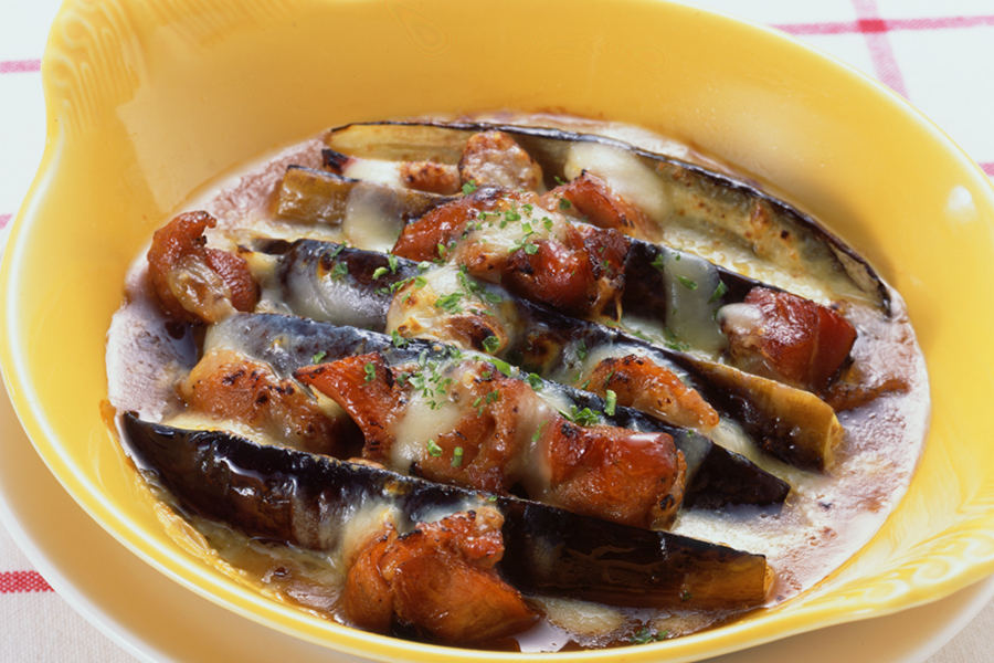 やきとりとなすのチーズ焼
