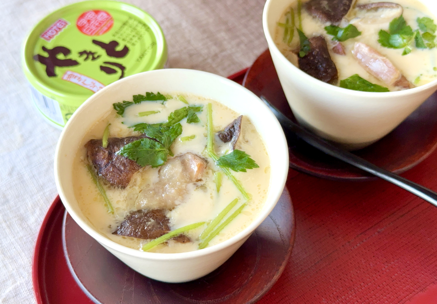 やきとりとクリームチーズの茶碗蒸し～柚子こしょう風味～